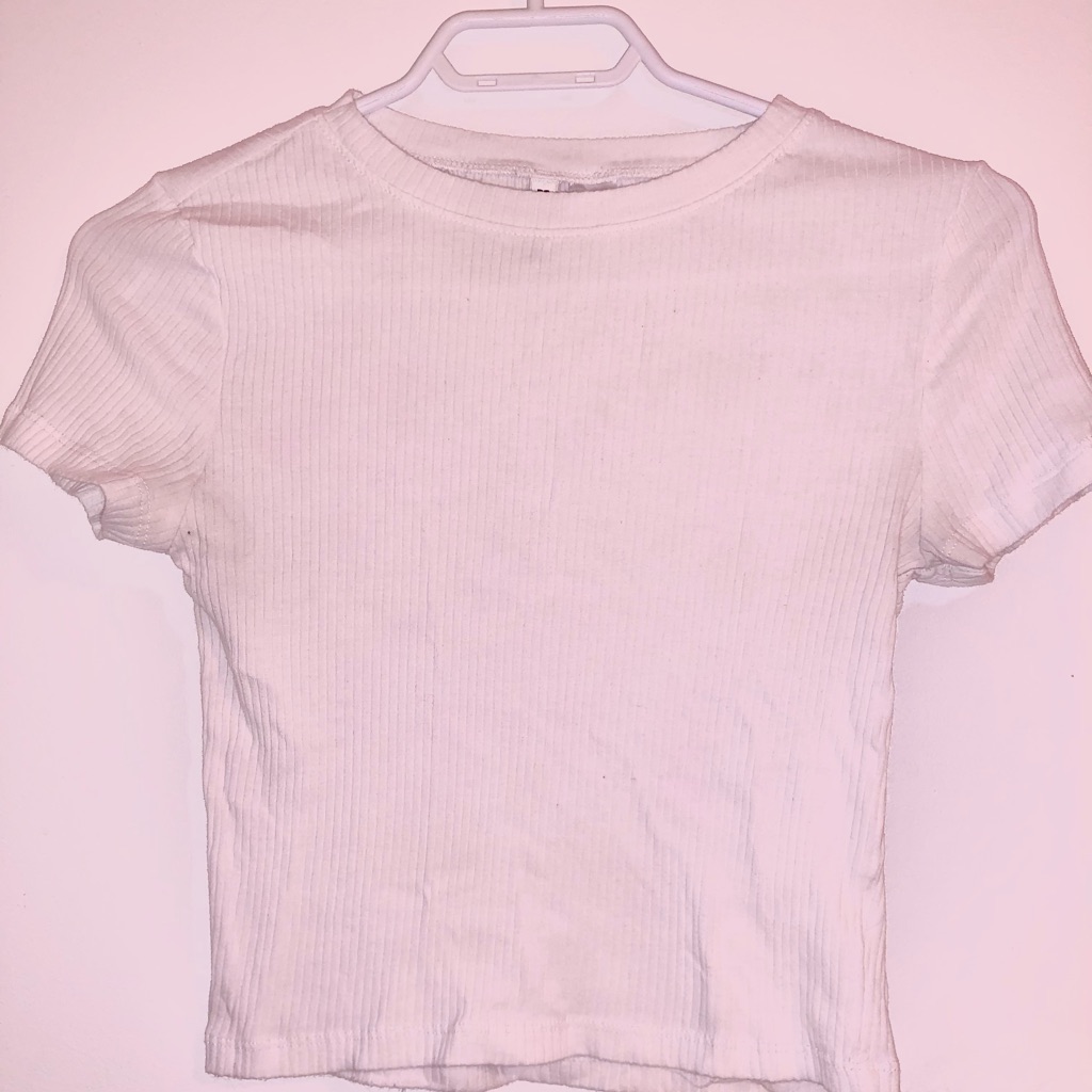 White Ribbed Basic Tee